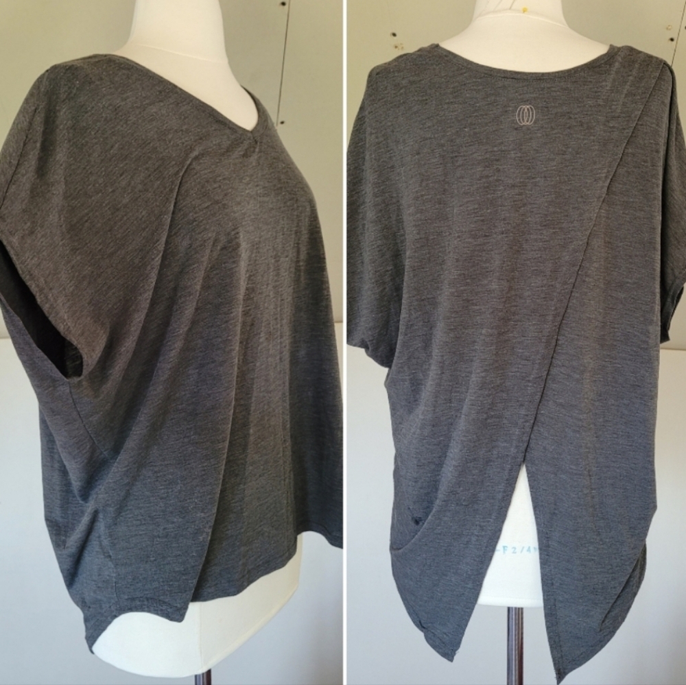Balance Collection Womens Tee Size Large | Cross Back | Grey V-Neck